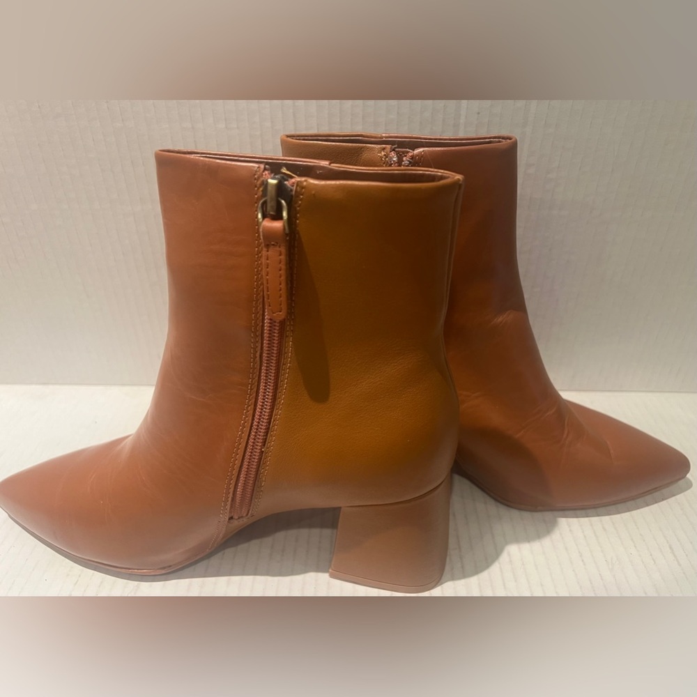 AEROSOLES Irma Booties Cognac Leather Women’s Size 7.5 US Comfort Insoles NEW! - Picture 4 of 13